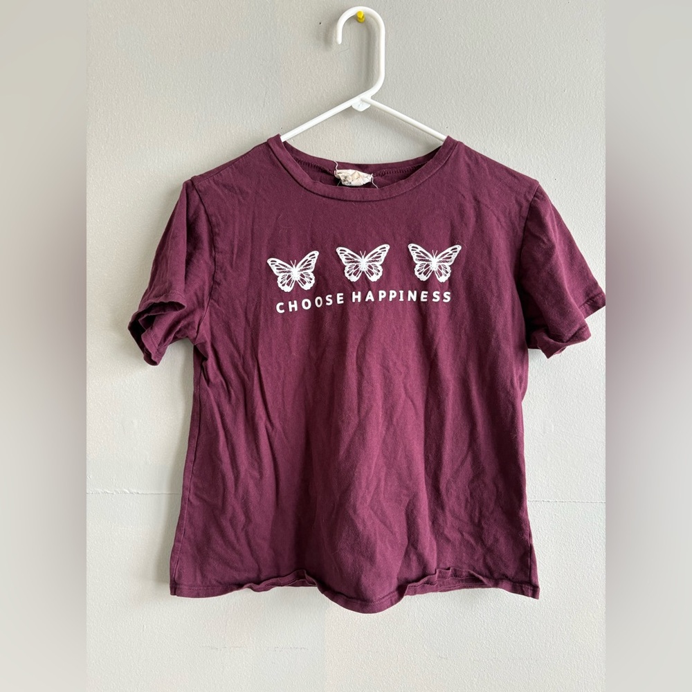 French Pastry Maroon 'Choose Happiness' Tee